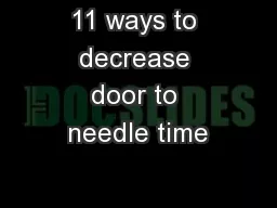 11 ways to decrease door to needle time