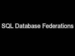 SQL Database Federations