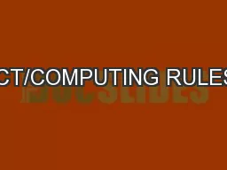 ICT/COMPUTING RULES