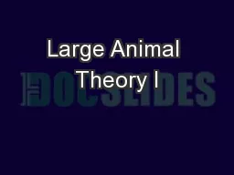 Large Animal Theory I