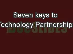 Seven keys to Technology Partnerships