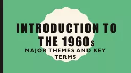 Introduction to the 1960