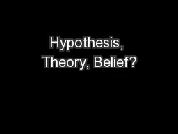 Hypothesis, Theory, Belief?