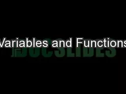 Variables and Functions