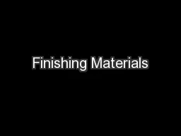 Finishing Materials
