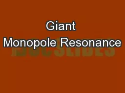 Giant Monopole Resonance