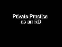 Private Practice as an RD