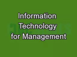 Information Technology for Management