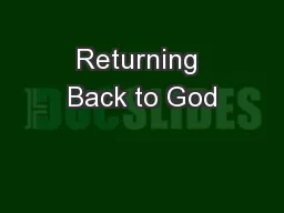 Returning Back to God