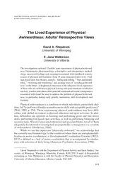 The Lived Experience of Physical Awkwardness   David F