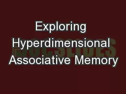 Exploring Hyperdimensional Associative Memory