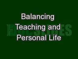 Balancing Teaching and Personal Life