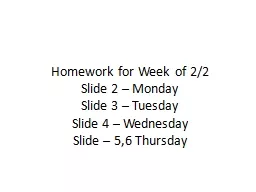 Homework for Week of 2/2