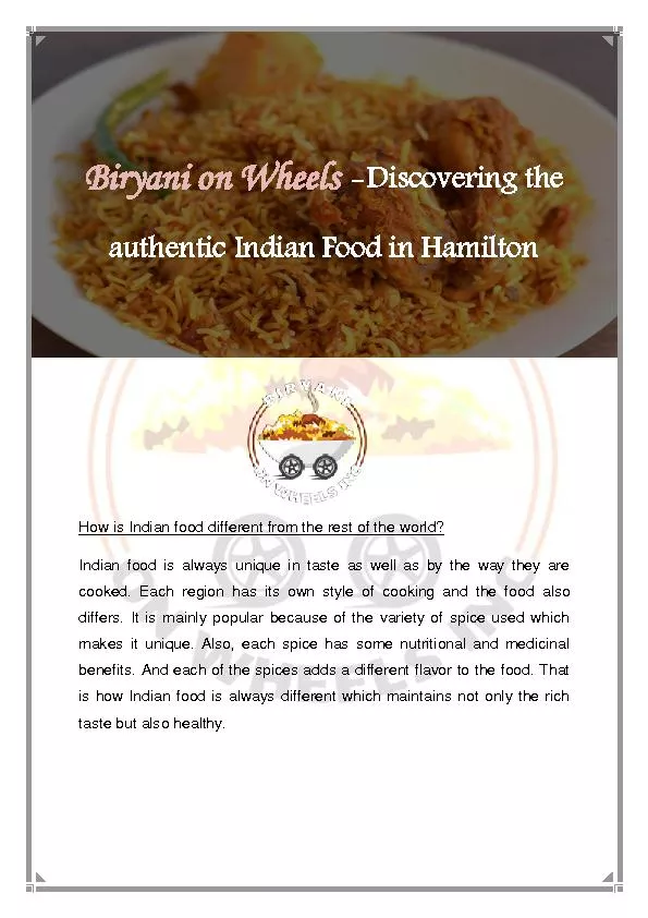 Indian Food In Hamilton