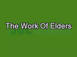 The Work Of Elders
