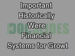 How Important Historically Were Financial Systems for Growt