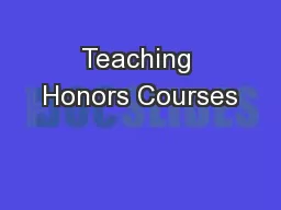 Teaching Honors Courses