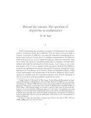 Beyond the axioms The question of objectivity in mathe
