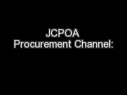 JCPOA Procurement Channel: