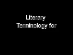 Literary Terminology for
