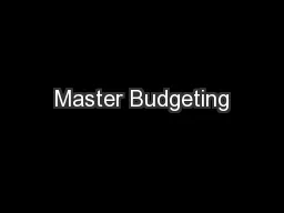 Master Budgeting