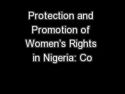 Protection and Promotion of Women’s Rights in Nigeria: Co