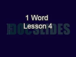 1 Word Lesson 4