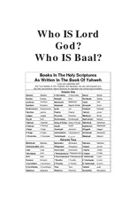Who IS Lord God Who IS Baal Books In The Holy Scriptur