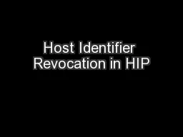 Host Identifier Revocation in HIP