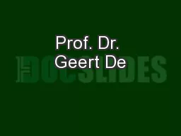 Prof. Dr. Geert De