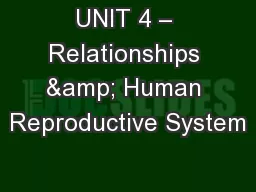 UNIT 4 – Relationships & Human Reproductive System