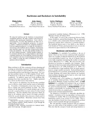 Backbones and Backdoors in Satisability Philip Kilby A