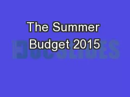 The Summer Budget 2015