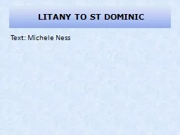 LITANY TO ST DOMINIC