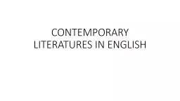 CONTEMPORARY LITERATURES IN ENGLISH