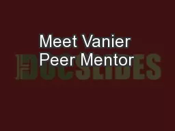 Meet Vanier Peer Mentor