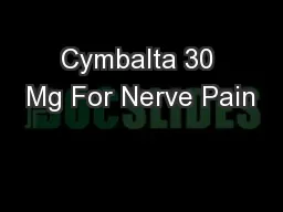 Cymbalta 30 Mg For Nerve Pain