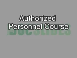 Authorized Personnel Course