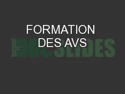 FORMATION DES AVS