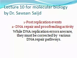 Lecture 10 for molecular biology