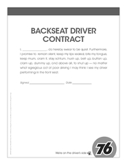 BACKSEAT DRIVER CONTRACT I  do hereby swear to be quie