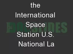 Manager of the International Space Station U.S. National La