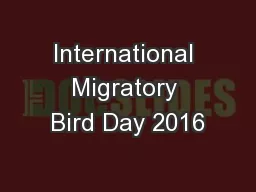 International Migratory Bird Day 2016