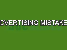 ADVERTISING MISTAKES