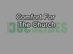 Comfort For The Church