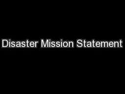 Disaster Mission Statement