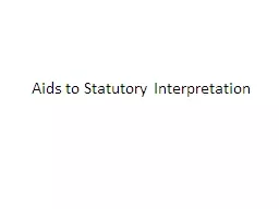 Aids to Statutory Interpretation
