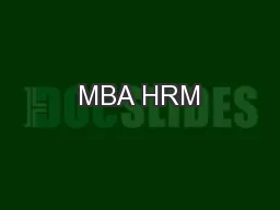 MBA HRM