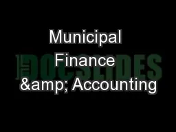 Municipal Finance & Accounting