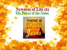 Newness of Life (6)